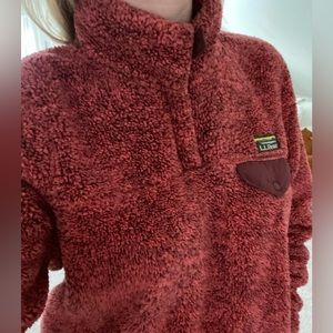 L.L. Bean | 1/4 Snap Pullover Sherpa Cranberry Sweater